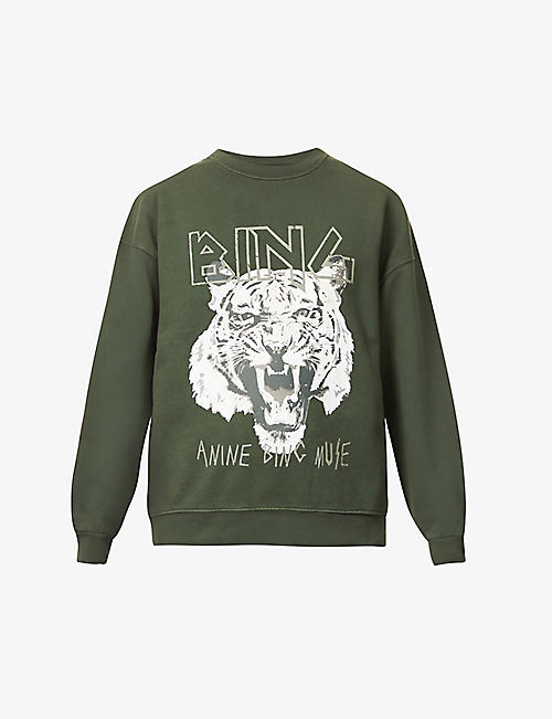 ANINE BING: Tiger graphic-print organic cotton sweatshirt