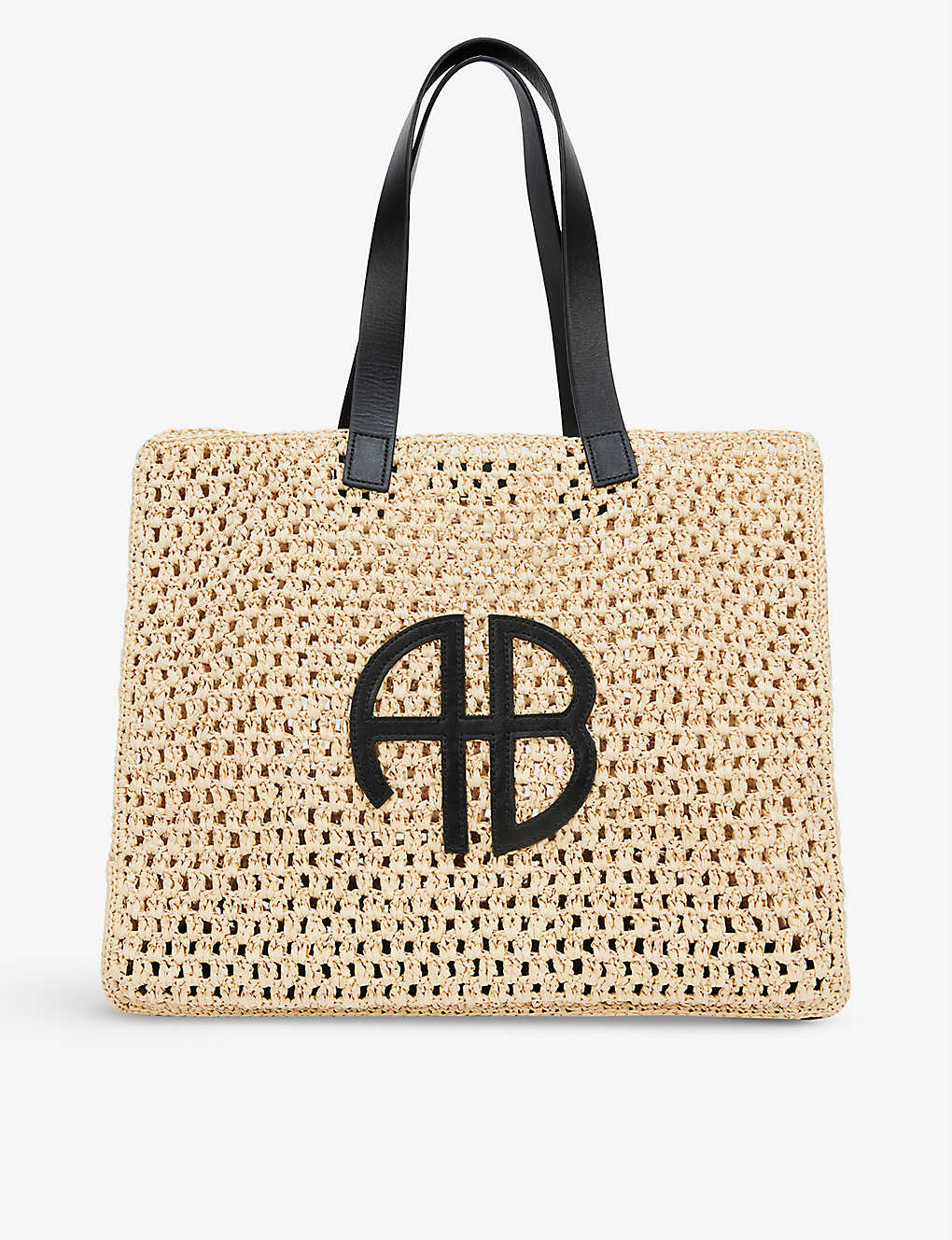 Shop Anine Bing Womens Natural Rio Logo-embossed Woven Straw Tote Bag