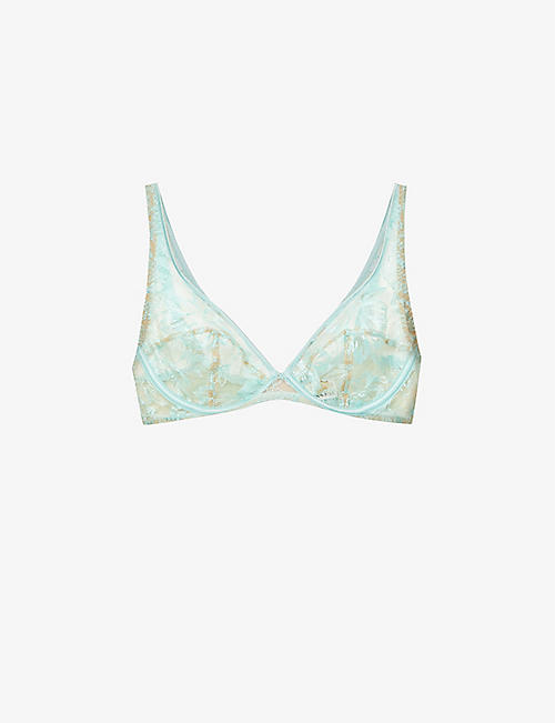 MYLA: Columbia Road floral-embroidered stretch-mesh bra