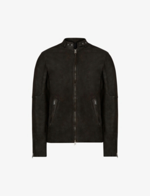 Allsaints Cora Leather Jacket In Anthracite Gre