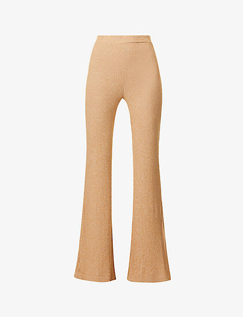 ALIX NYC: Delancy ribbed flared high-rise stretch-woven trousers