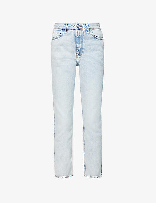 NOBODY'S CHILD: Cropped-leg mid-rise organic-cotton denim jeans