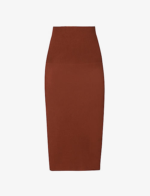 VICTORIA BECKHAM: Fitted ribbed stretch-woven midi skirt