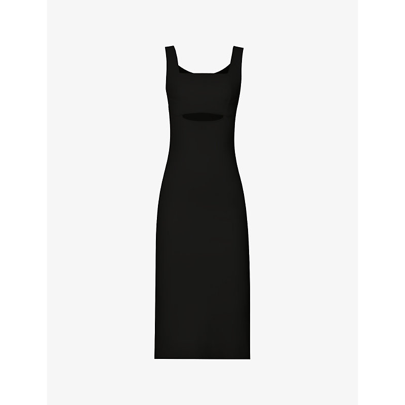 Victoria Beckham Fitted Cut-out Stretch-woven Midi Dress In Black