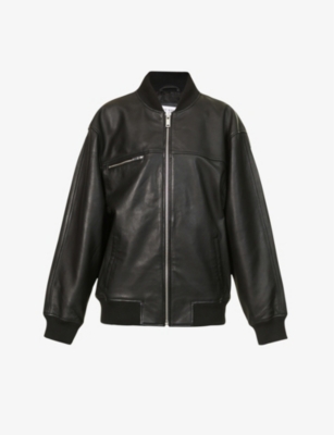 Musier Paris Kylian Oversized Leather Bomber Jacket In Black | ModeSens
