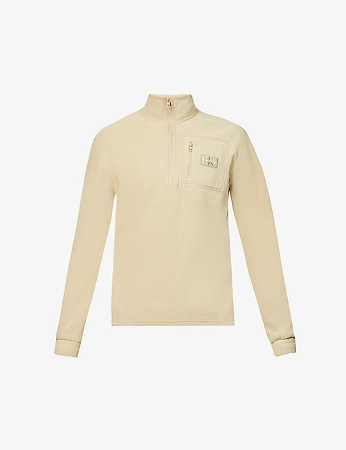 CK JEANS: Half-zip logo-embroidered fleece sweatshirt