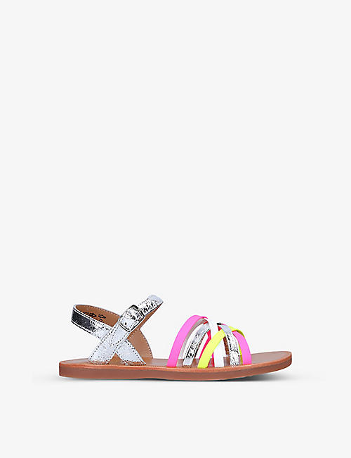 POM D'API: Plagette Lux open-toe leather sandals 7-9 years