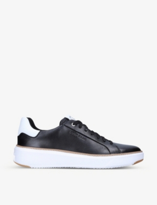 Shop Cole Haan Men's Black Grand Pro Topspin Leather Trainers