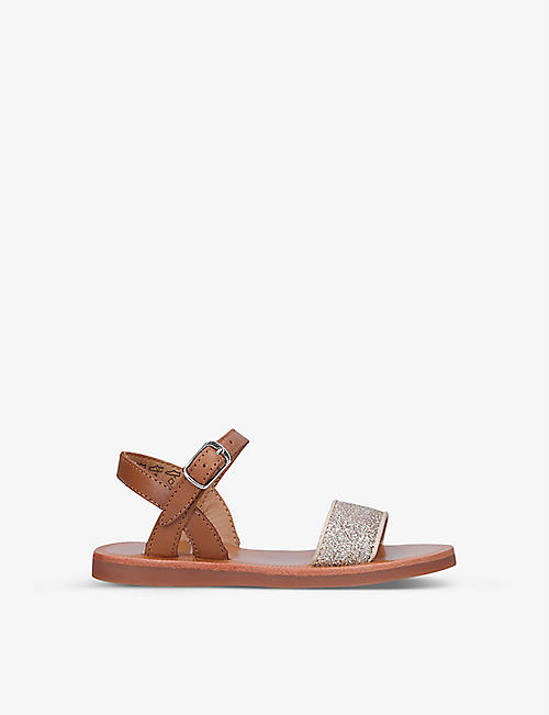 POM D'API: Plagette Tao open-toe leather sandals 3-5 years