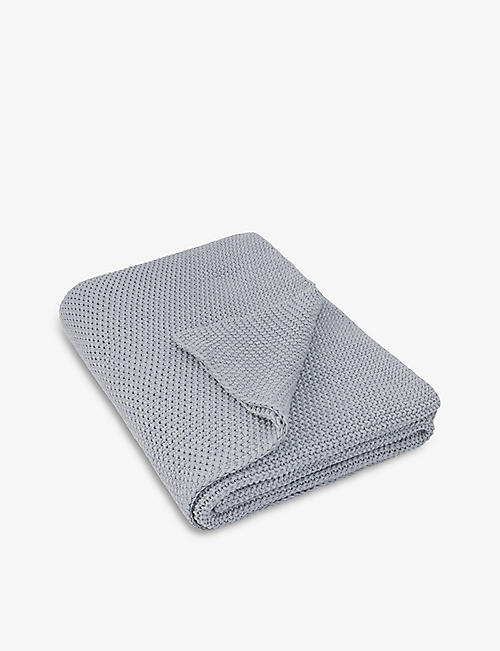 THE WHITE COMPANY: Lyra square moss-stitch cotton-knit cushion cover 50cm x 50cm