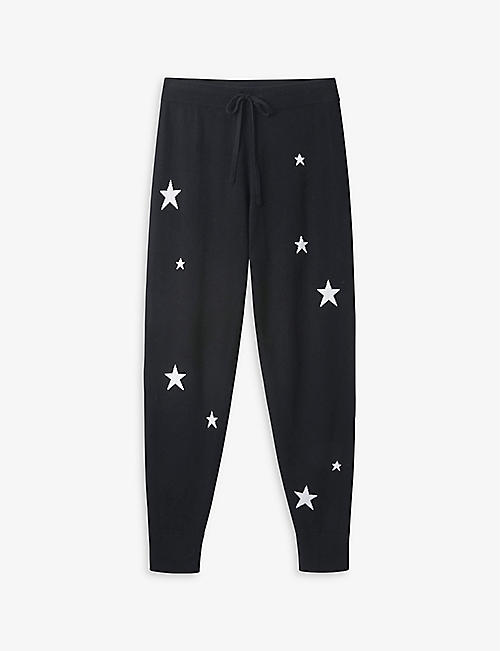 THE WHITE COMPANY: Star-pattern tapered-leg wool-blend jogging bottoms