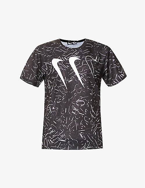 BLACK COMME DES GARCON: BLACK Comme des Garçons x Nike jersey graphic jersey T-shirt