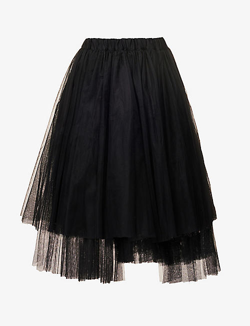 BLACK COMME DES GARCON: Layered flared-hem tulle midi skirt