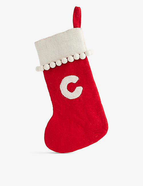 CHRISTMAS: C medium wool Christmas stocking 47cm