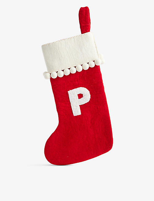 圣诞节：P 中号羊毛圣诞袜 47 厘米 