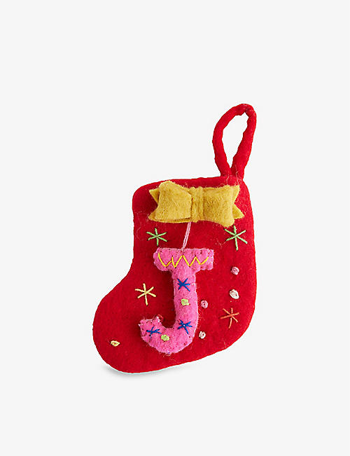 CHRISTMAS: Felt So Good mini 'J' wool Christmas stocking 13cm