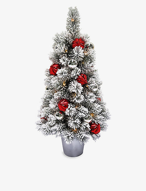 CHRISTMAS: Snowy Pine artificial Christmas tree with LED lights 3ft