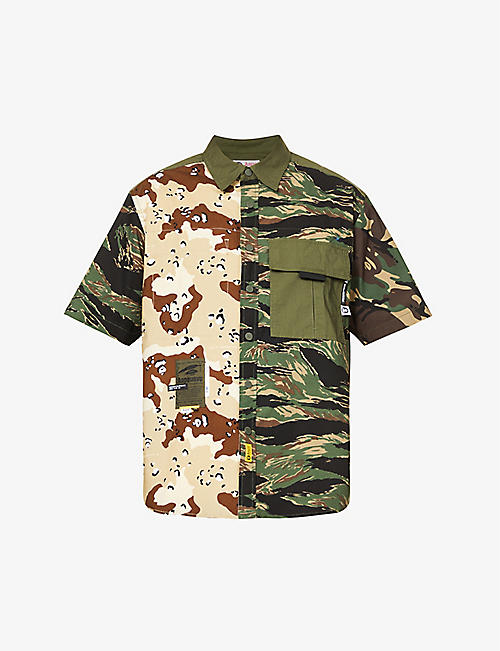AAPE: Camouflage-print brand-embroidered oversized-fit stretch-cotton shirt