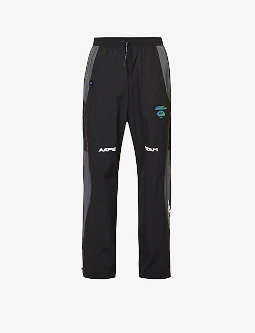 AAPE: Contrast brand-appliqué relaxed-fit straight-leg shell trousers