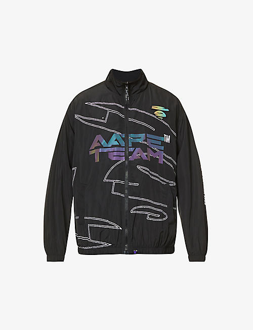 AAPE: Iridescent graphic reversible shell jacket