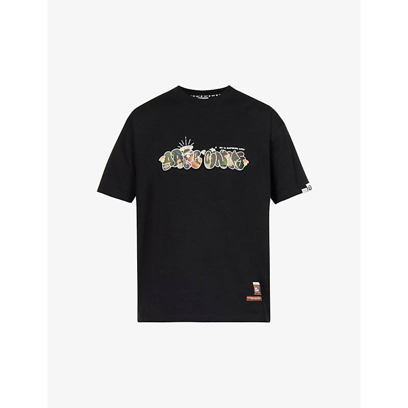 Aape Logo-print Relaxed-fit Cotton T-shirt In Black