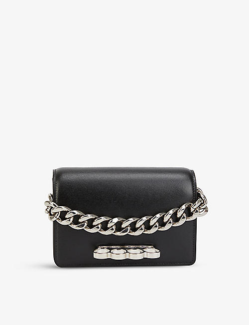 ALEXANDER MCQUEEN: Four Ring Chain leather clutch bag