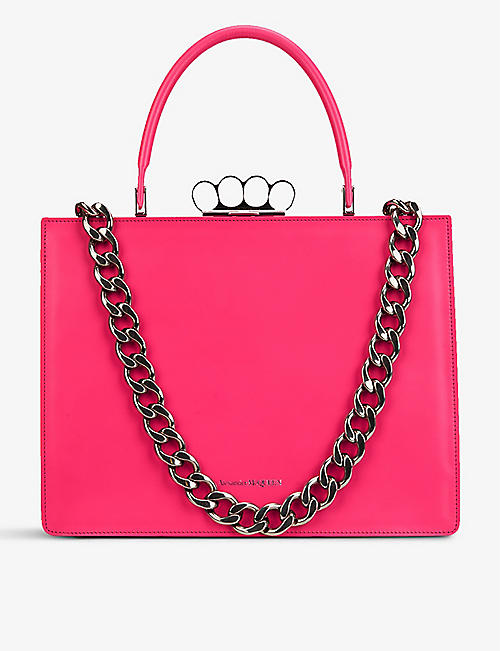 ALEXANDER MCQUEEN: Four-ring leather top-handle bag