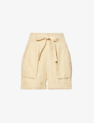 Polo Ralph Lauren Self-tie High-rise Silk Shorts In Cream