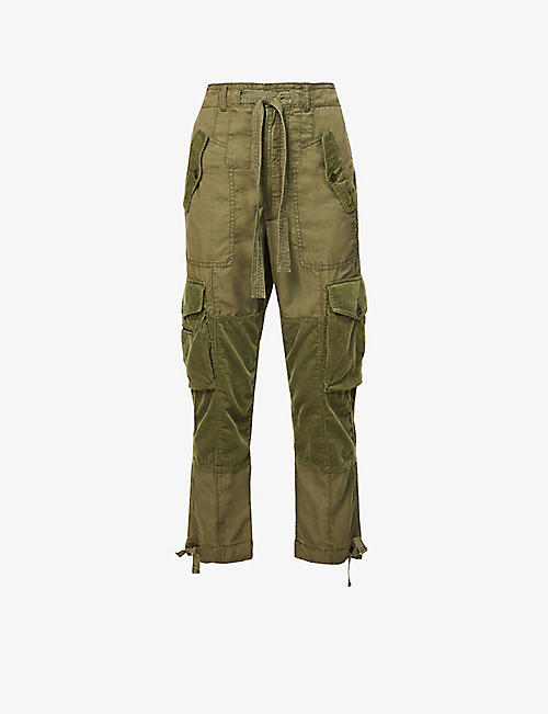 POLO RALPH LAUREN: Contrast-panels tapered high-rise woven trousers