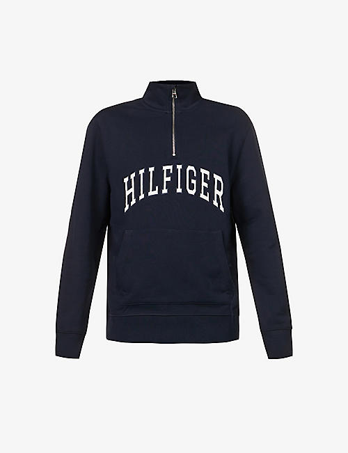 TOMMY HILFIGER: Arch logo-print cotton-jersey sweatshirt