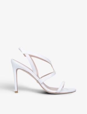 Stuart Weitzman Soiree 100 Leather Heeled Sandals In White