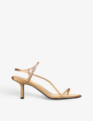 The Row Bare Satin Asymmetrical Slingback Sandals In Yellow