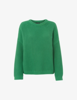 Whistles Pria Chunky Knit Crewneck Jumper In Green