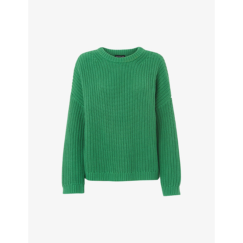 Whistles Pria Chunky Knit Crewneck Sweater In Green