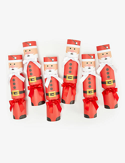 圣诞节：圣诞老人图案印花纸质圣诞拉炮 6 件装