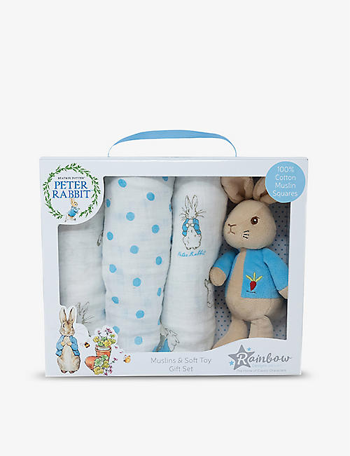 PETER RABBIT: Peter Rabbit cotton muslin and soft toy gift set