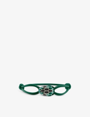 Bvlgari Serpenti Forever Cord, Brass, Agate And Enamel Bracelet In Green