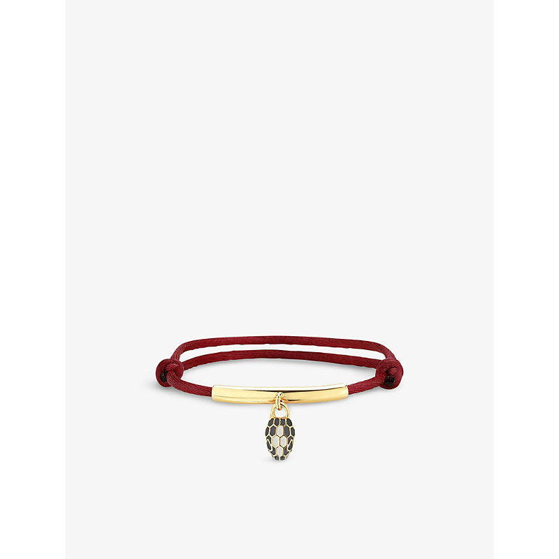Bvlgari Womens Red Serpenti Forever Cord, Brass, Agate And Enamel Bracelet