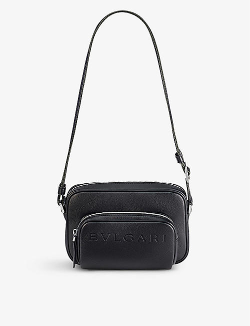 BVLGARI: Logo-embossed leather camera bag