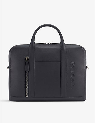BVLGARI: Logo-embossed leather briefcase