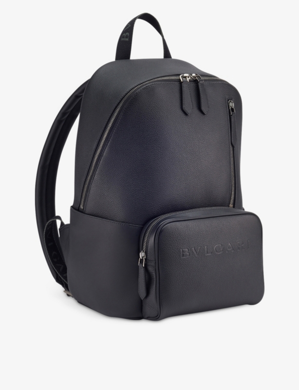Logo-embossed leather backpack