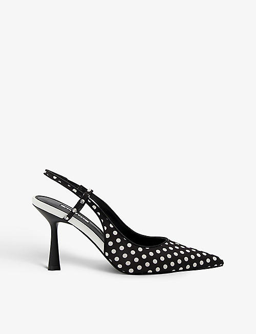 DUNE: Cabanna polka-dot woven sling-back heels