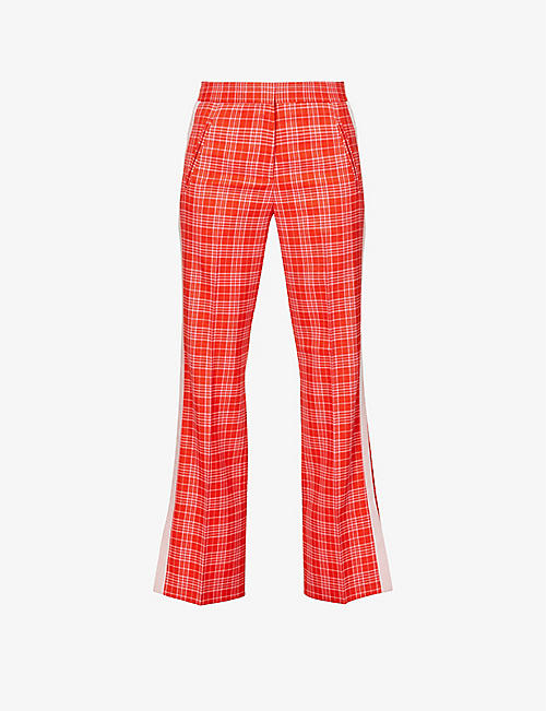 ME AND EM: Check-print relaxed-leg mid-rise twill trousers