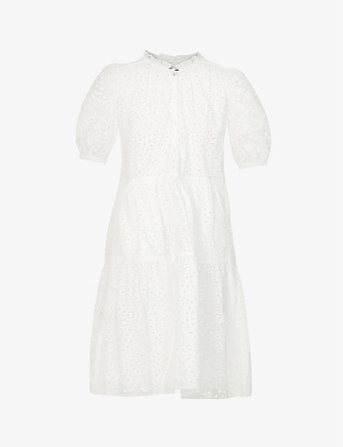 ME AND EM: Tiered broderie anglaise cotton midi dress