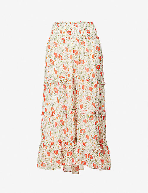 ME AND EM: Poppy field print recycled-polyester maxi skirt