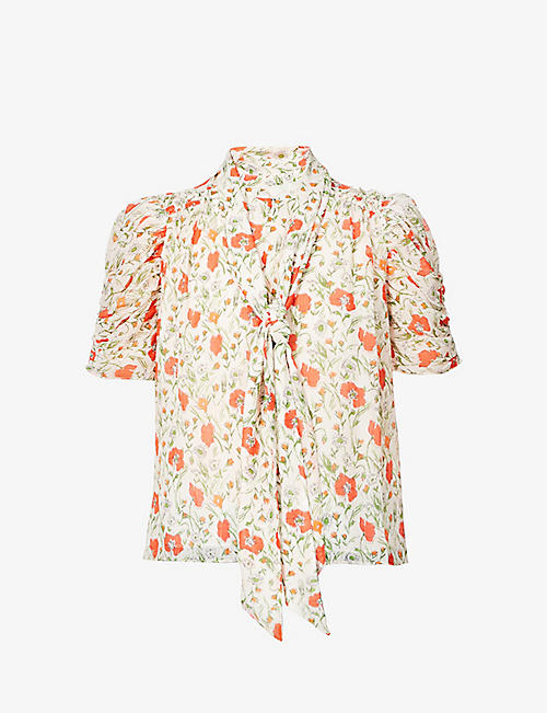 ME AND EM: Poppy Field recycled-polyester blouse