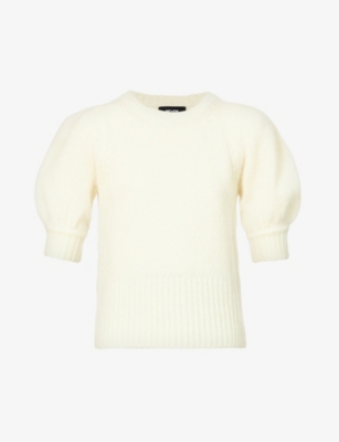 ME AND EM Lofty puff sleeve cashmere and silk blend jumper