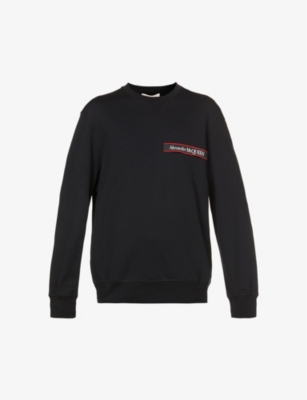 Logo-tape crewneck cotton sweatshirt