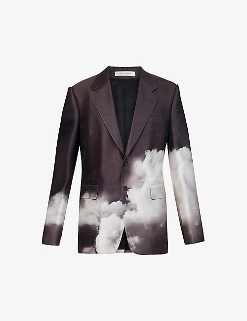 ALEXANDER MCQUEEN: Storm cloud-print regular-fit notched-lapels wool and silk-blend jacket