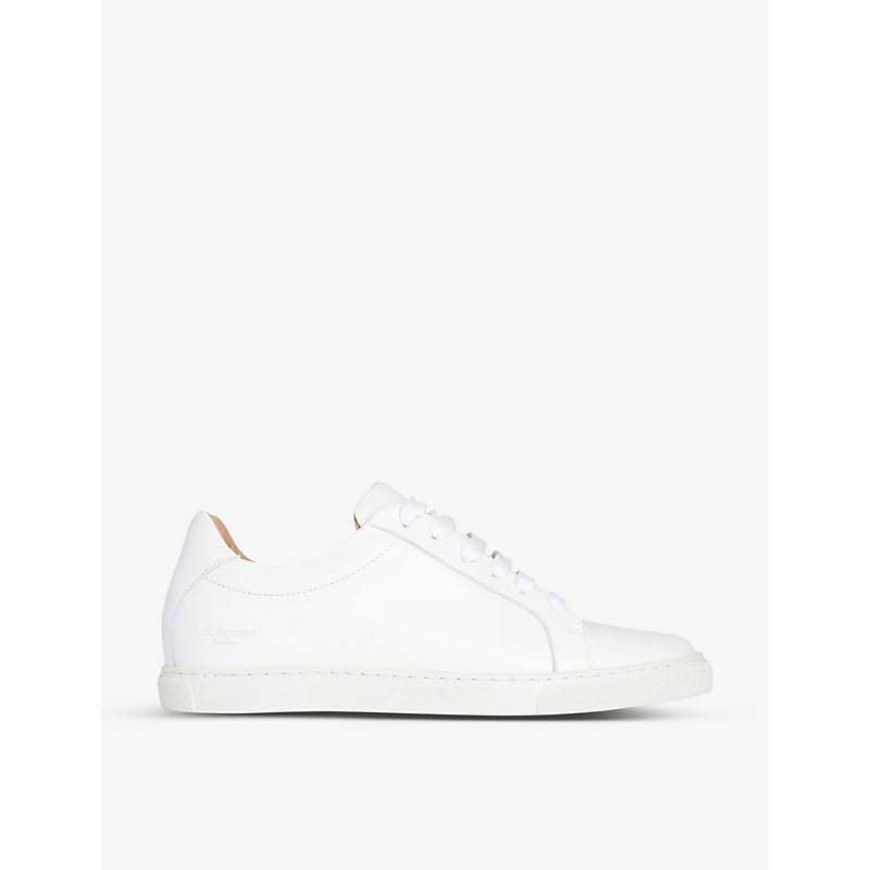 Lk Bennett Jack Logo Leather Trainers In Whi-white
